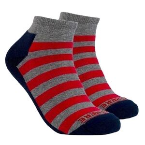 NWT MADE HERE University No Show Ankle Grey/Red Cotton Socks Unisex Socks, L/XL